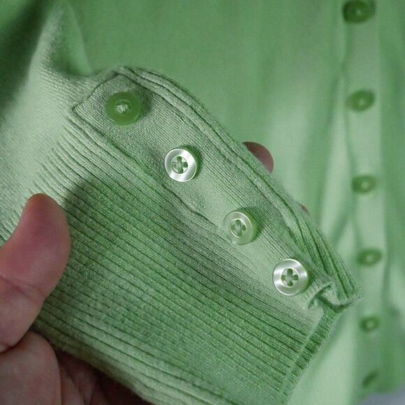 George Woman's Size L (12/14) Green Lightweight Button Up Cardigan 3/4 Sleeve - Picture 5 of 11